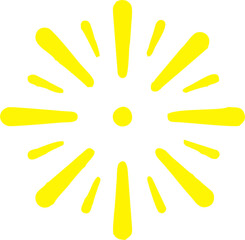 Abstract Yellow Sunburst Light Rays Icon Isolated on White Background