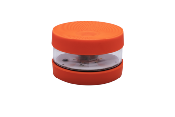 Orange V-16 beacon, turned off, isolated on a white background