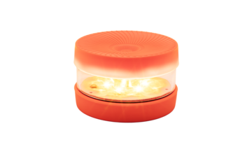 Orange V-16 beacon, turned on, isolated on a white background