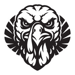 Obraz premium Wild Turkey Head Mascot Emblem – Black Monochrome Vector Bird Illustration