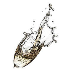 Water splash with dynamic motion isolated on white background representing freshness and clean energy