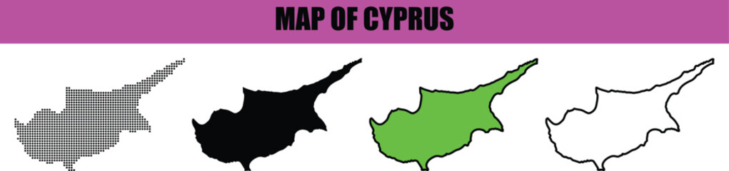 Silhouette line art map of Cyprus, minimalist dotted style, vector illustration, isolated on white, modern design, perfect for digital artwork, geography projects, and print materials © Ruman