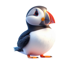 Cute Puffin Character Standing Isolated on White Background Representing Arctic Wildlife Adorable Bird Mascot and Friendly Nature Concept
