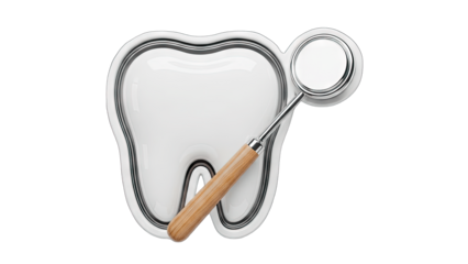 Tooth and Dental Mirror Illustration on White Background