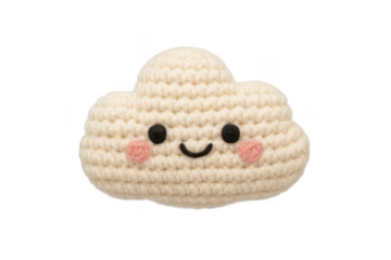 Handcrafted crochet cloud plush toy smiling cheerfully