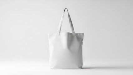 Elegant white tote bag on clean background for branding