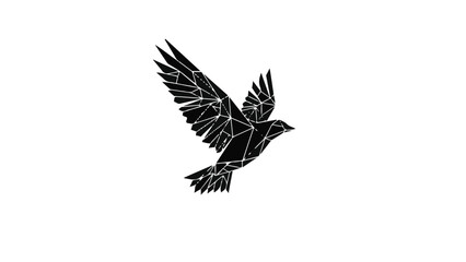 Fototapeta premium Geometric bird silhouette takes flight against a clean white background, symbolizing freedom and new beginnings.