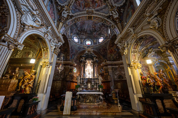 Fototapeta premium Interior of Church of Saint Mary of the Mountain - Varese, Italy