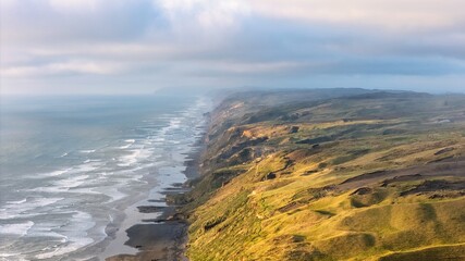 Clifftop Coastline at Karioitahi Beach, New Zealand