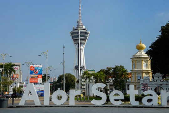 Kedah, Malaysia, December 5, 2025: Alor Setar Cityscape with Landmark Tower and Heritage Dome