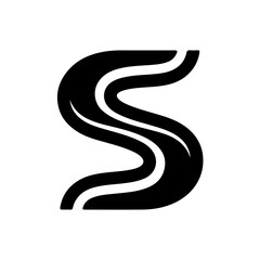 Fototapeta premium Stylized wavy s-shape logo isolated on transparent background