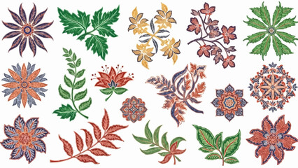 Collection of Decorative Floral and Leaf Motifs. © Salsa