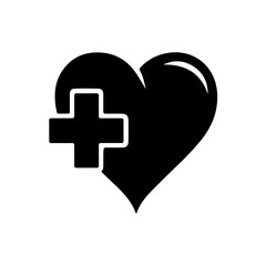 Fototapeta premium Heart with medical cross icon isolated on transparent background
