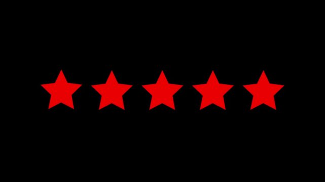 5 Star Rating Animation with Sparkling Particle Effects and Glowing Review Icon for Feedback and Success
