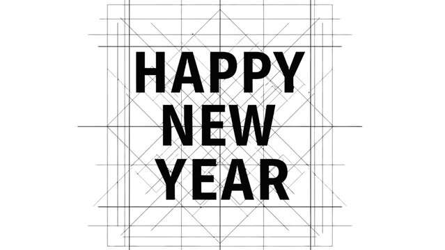 happy new year in black colur full words