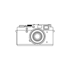 Retro camera line art illustration isolated on transparent background