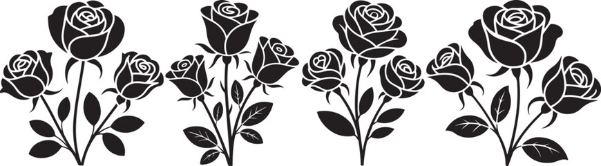 Hand drawn black rose floral illustration creating a seamless ornamental design for creative use