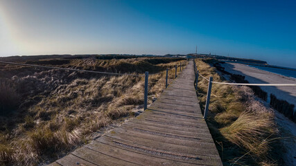 Fototapeta premium wooden pedestrian walkway around beaches