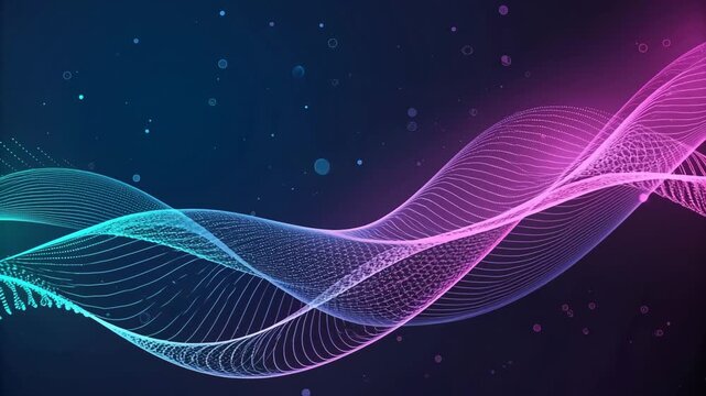 Vibrant Digital Waveform Background with Neon Blue Pink Gradient and Dots Vector Graphic Design Element