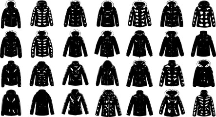 Collection of Black Puffer Jackets and Hoodies for Winter Wear © pixsource