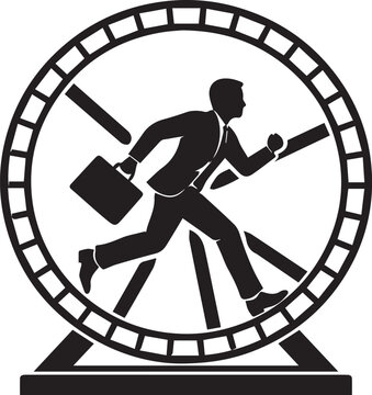 Business person running in rat race never ending loop or cycle of corporate