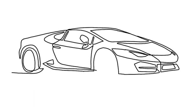 continuous line animation of elegant concept sport car