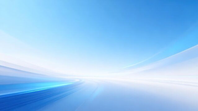 Minimalist Speed Lines and Abstract Highway Motion on Blue Gradient Background with Perspective Effect and Bright Light