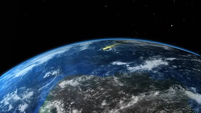 Massive asteroid is falling toward earth and exploding in the atmosphere.