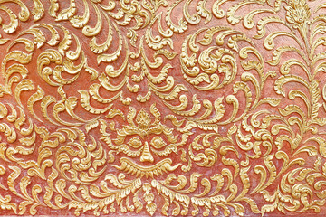 Thai art pattern old style the wall in the temples in Thailand.