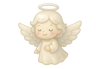 Obraz premium Cute cartoon angel cherub with halo and wings