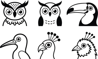 Obraz premium Five Different Bird in Black and White bird black and white