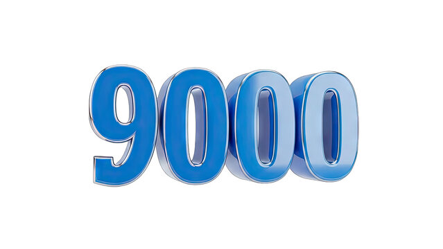 3D Rendered Number 9000 on White Background