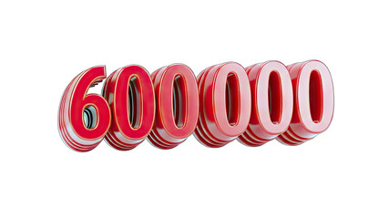 3D Rendered Number 600000 on White Background