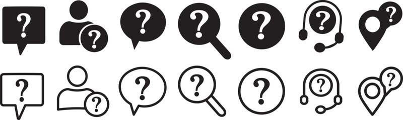 question mark icon button, Comment question icon illustration symbol , Simple thin line logo  design, vector concept,
