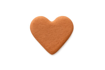 Heart shaped gingerbread cookie on transparent background