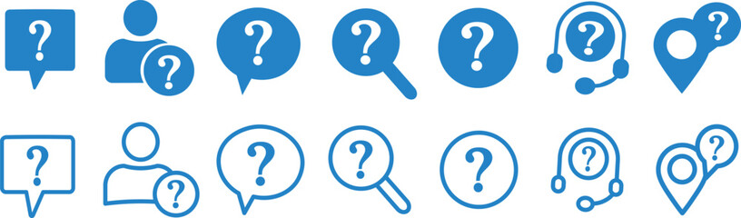 question mark icon button, Comment question icon illustration symbol , Simple thin line logo  design, vector concept,
