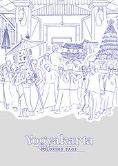 Coloring pages of Cawisan dance from Yogyakarta traditional culture