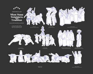 Isolated West Nusa Tenggara culture asset illustration from Indonesia