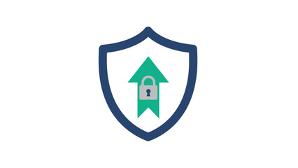 Obraz premium Secure protection shield with green arrow and locked pad