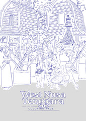 Coloring pages of West Nusa Tenggara traditional culture