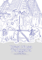 Outline sketch of Indonesian water buffalo race