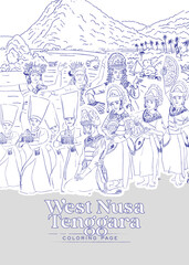 Gandrung dance layout template for coloring pages