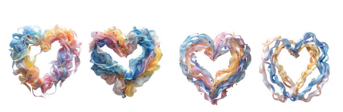 Colorful hearts in abstract design isolated on transparent background - Powered by Adobe