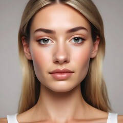 Portrait of a Young Woman with Blonde Hair and Green Eyes