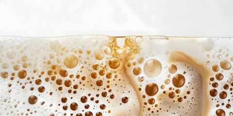perspective unveils the foamy texture, showing brown, beige and white bubbles in a macro shot.