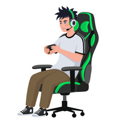 Gamer Guy On A Gaming Chair