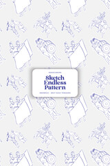 Indonesian tourism sketch illustration of West Nusa Tenggara region