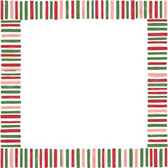 Fototapeta premium Vector of Christmas hand drawn border frames. Xmas trendy vintage backgrounds in red, green and pink colors. Minimalist holiday posters, invitation, greeting card. Vector illustration