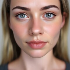 Close-up Portrait of a Young Woman with Blue Eyes and Blonde Hair