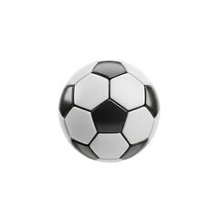 Realistic soccer ball, black and white, on transparent background